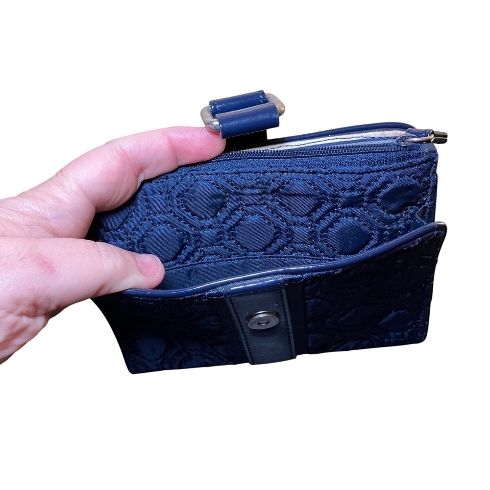 Vera Bradley Navy Quilted Wallet Compact Bifold Snap Closure - Picture 3 of 7